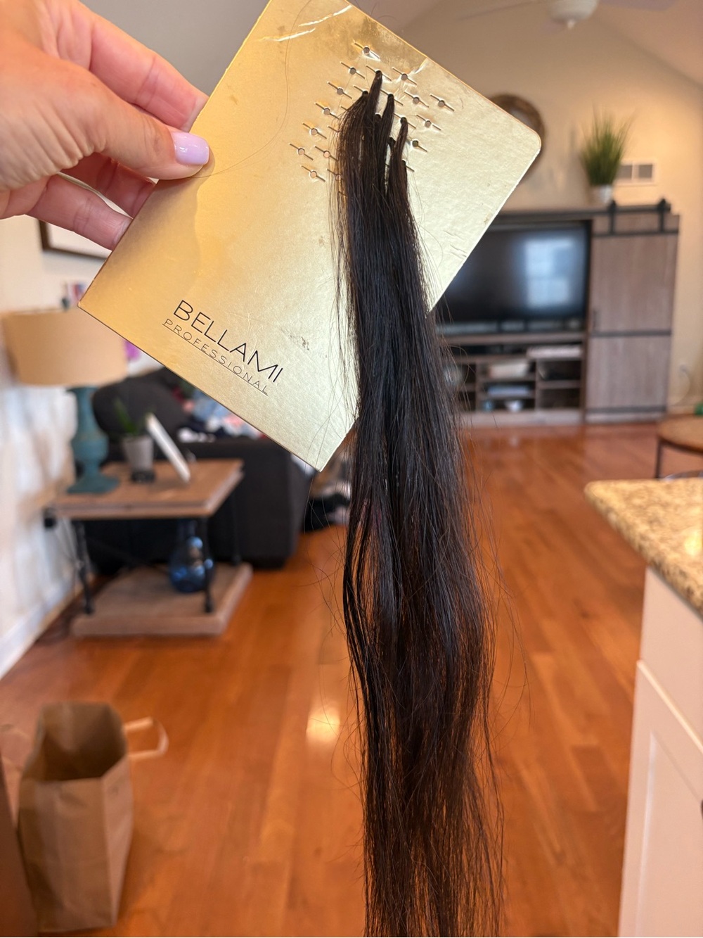 BELLAMI K-tip  Hair Extension - Natural Black 1B, two partial packs